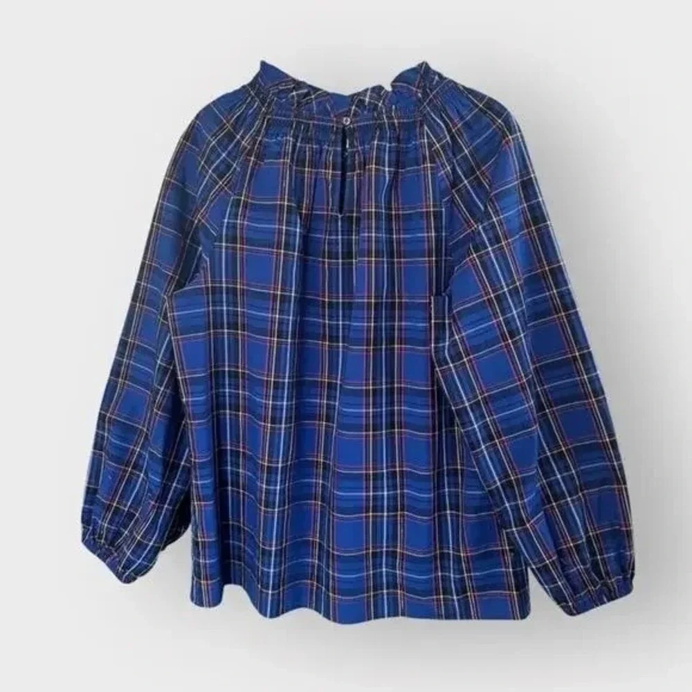 TALBOTS SMOCKED BLOUSE - MIDNIGHT PLAID XL‎ - Picture 5 of 6